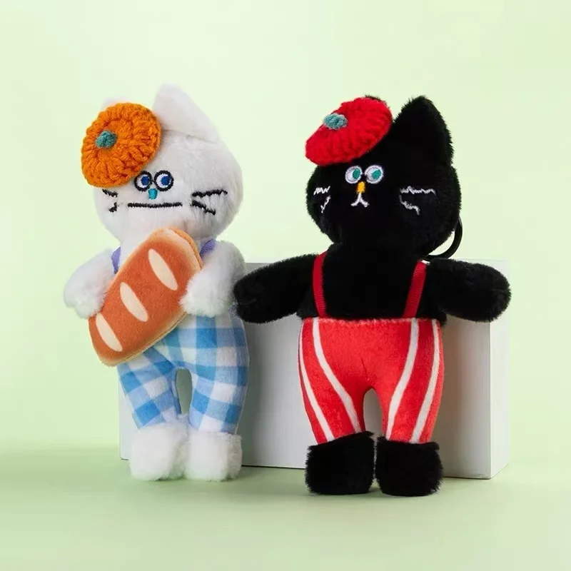 Cute Polka Dog Cat Pendant Keychain Plush Toy Cartoon Bib Cat Stuffed Doll Car Key Ring Backpack Bag Decor Kid Birthday Gift