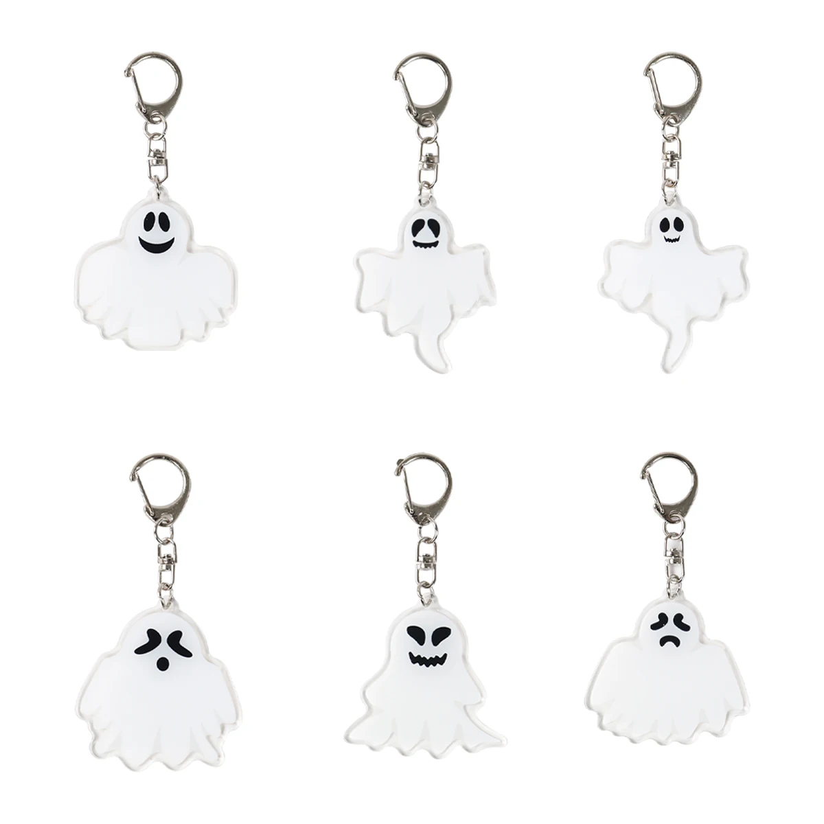 

6pcs Halloween Ghost Keychain Cartoon Skull Key Rings Gift for Women Children Bag Keyring DIY Pendant Halloween Decoration 2024