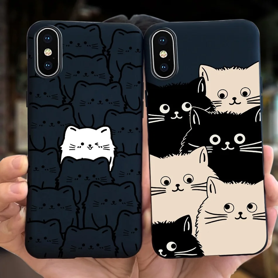 For iPhone XS Max Case iPhoneX XS XR Cute Cat Cartoon Candy Color Soft Silicone TPU Back Cover Bumper For iPhone X S XR XS Max