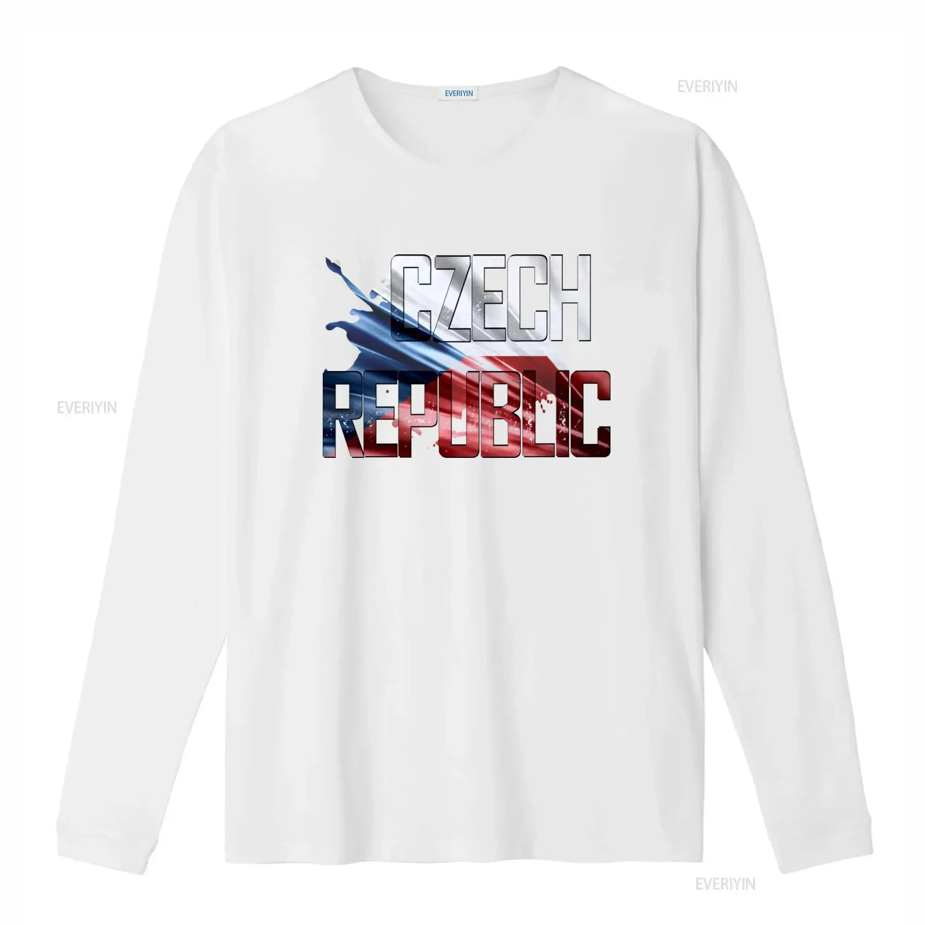 Czech Republic Flag T Shirt Country Printing For Men And Women vintage Washed Versatile Soft homme fashion Comfortable Casual view 4