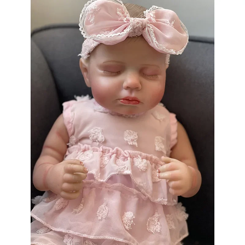 

49CM Bebe Reborn Dolls LOULOU Soft Body Lifelike Soft Touch Newborn Sleeping Baby 3D Painting Skin Tone muñeca reborn bebe doll