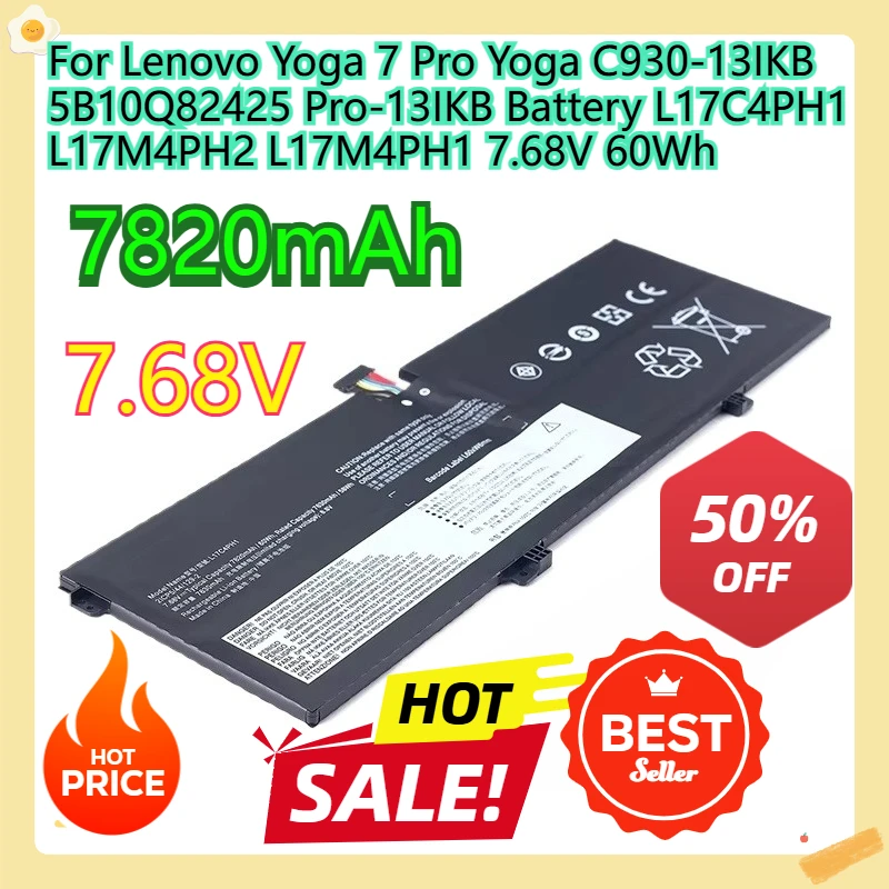 

For Lenovo Yoga 7 Pro Yoga C930-13IKB 5B10Q82425 Pro-13IKB Battery L17C4PH1 L17M4PH2 L17M4PH1 7.68V 60Wh