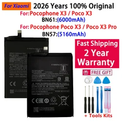 2026 Years100% Original BN57 BN61 6000mAh Phone Battery For Xiaomi Pocophone X3 Poco X3 Pro Replacement Batteries + Tool