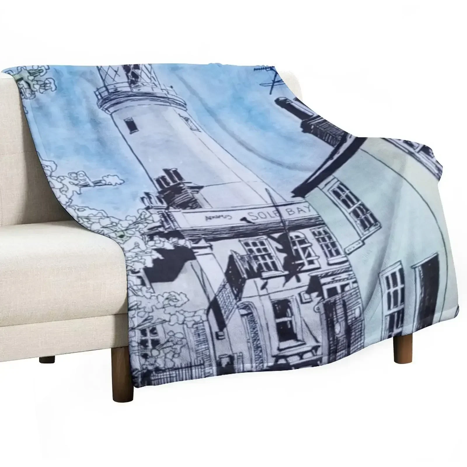 

Southwold Lighthouse Watercolour Painting Throw Blanket Moving Flannel Blankets