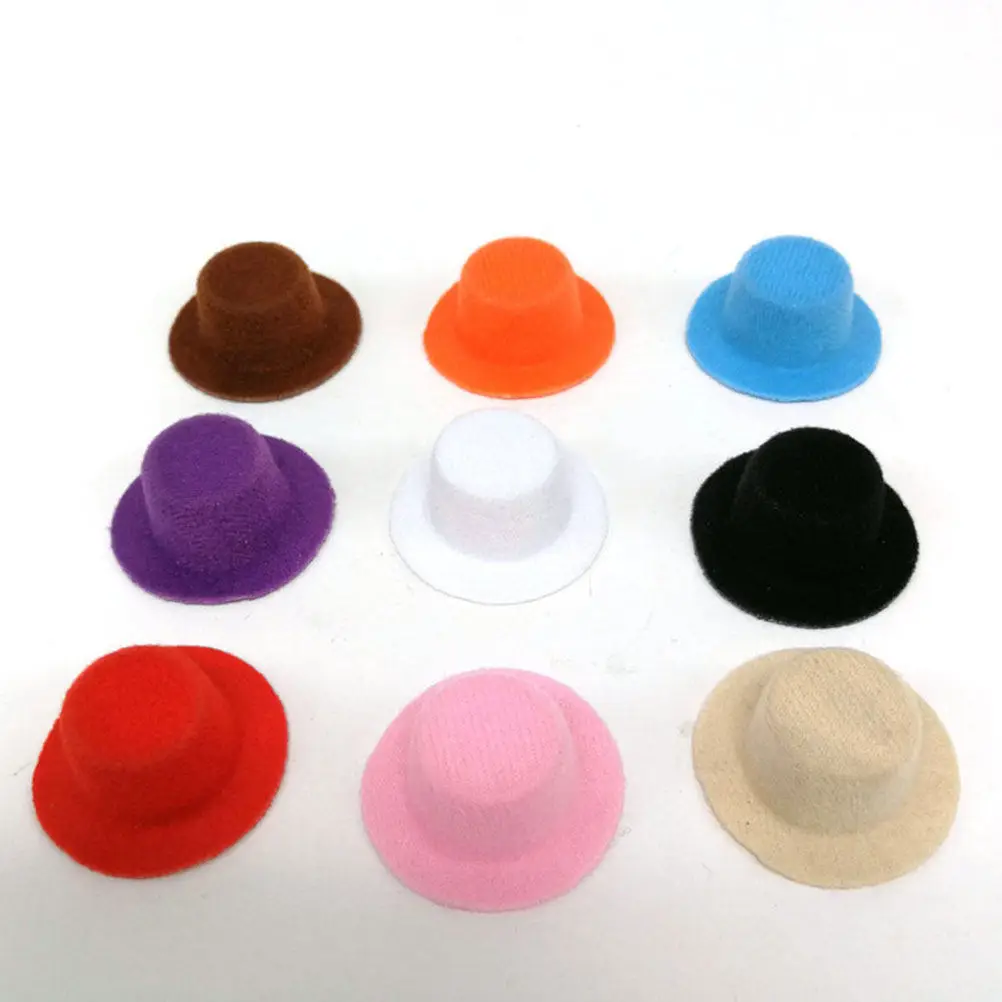 9 Peças de Mini Chapéus Coloridos de Tecido Não Tecido, Acessório de Cabeça para Cavalheiros, Pequena Decoração para Fantasias de Festa, Suprimentos para Artesanato DIY