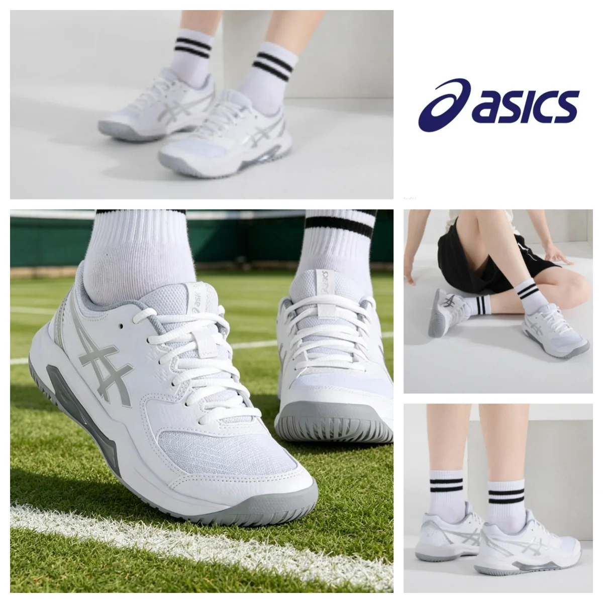 Asics Women Tennis Shoes, Breathable Non-slip Wear Resistant Lightweight Comfort Athletic Sports Sneakers 1042A237-101