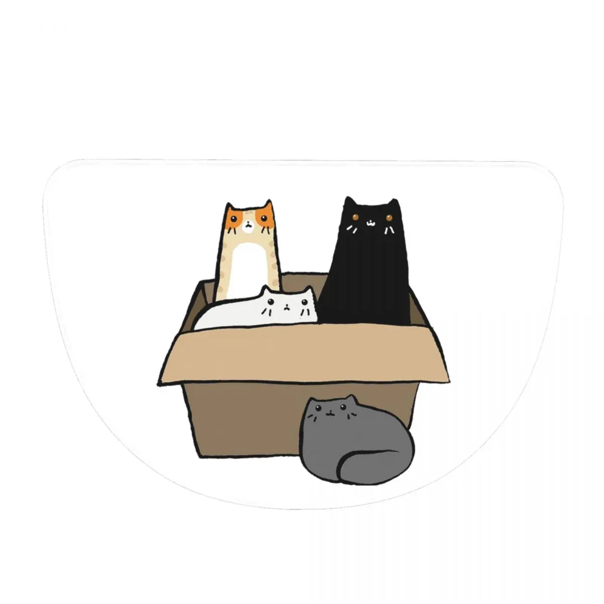 Cats In A Box Soft Flannel Half Round Doormat Non Slip Bathroom Mat Absorbent Floor Carpet for Home Bedroom