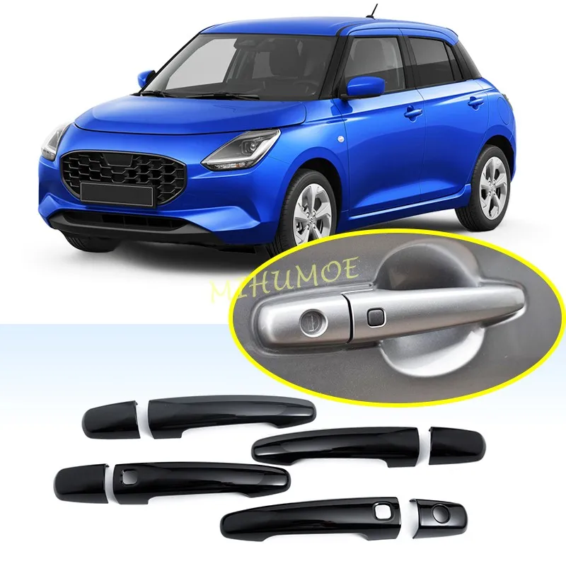 

Глянцевая черная накладка на внешнюю дверную ручку из углеродного волокна, наклейка для Suzuki Swift 2024 2025, аксессуары для стайлинга автомобилей