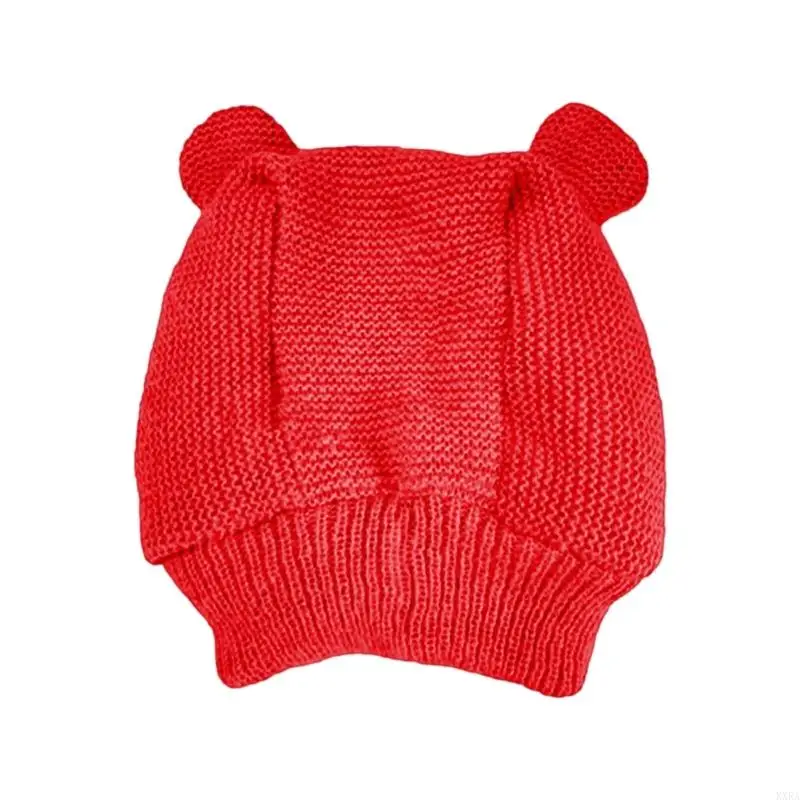 Kxra Winter Dog вязаная шляпа для хэллоуина мультфильм ушей кошачьи шляпные щенки на открытом воздухе теплый кеп
