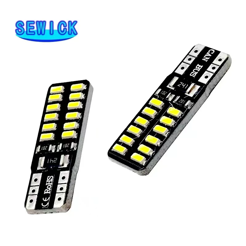 100pcs DC12V Car T10 LED 194 168 W5W 3014 SMD 24 LED Auto Clearance Light Parking lamps Side Light Bulb