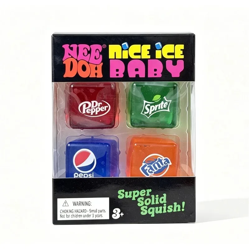 Needoh Mini Nice Ice Baby 4er-Pack Squishy Spielzeug Sprite Cube Fidget Toy Emotionale Entspannung Büro-Schreibtisch Stressabbau-Spielzeug für Erwachsene