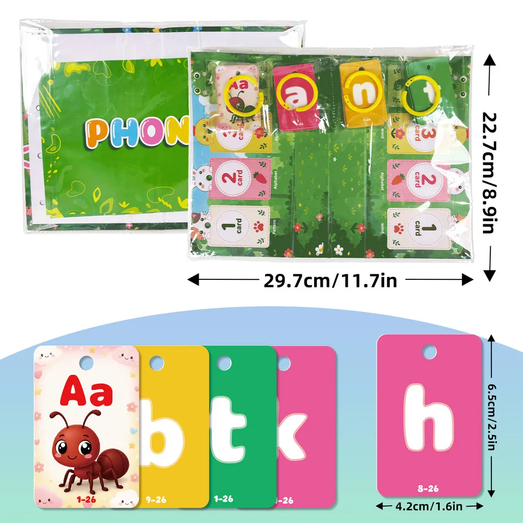 Alphabet Word Spelling English Flashcards for Kids Children Early Learning Vocabulary Building Phonics Cards Desk Calendar