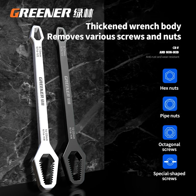 GREENERY-justerbar universalhoved 8-22mm vinkeljusterbar Brillenøgle Håndværktøj til bilreparation