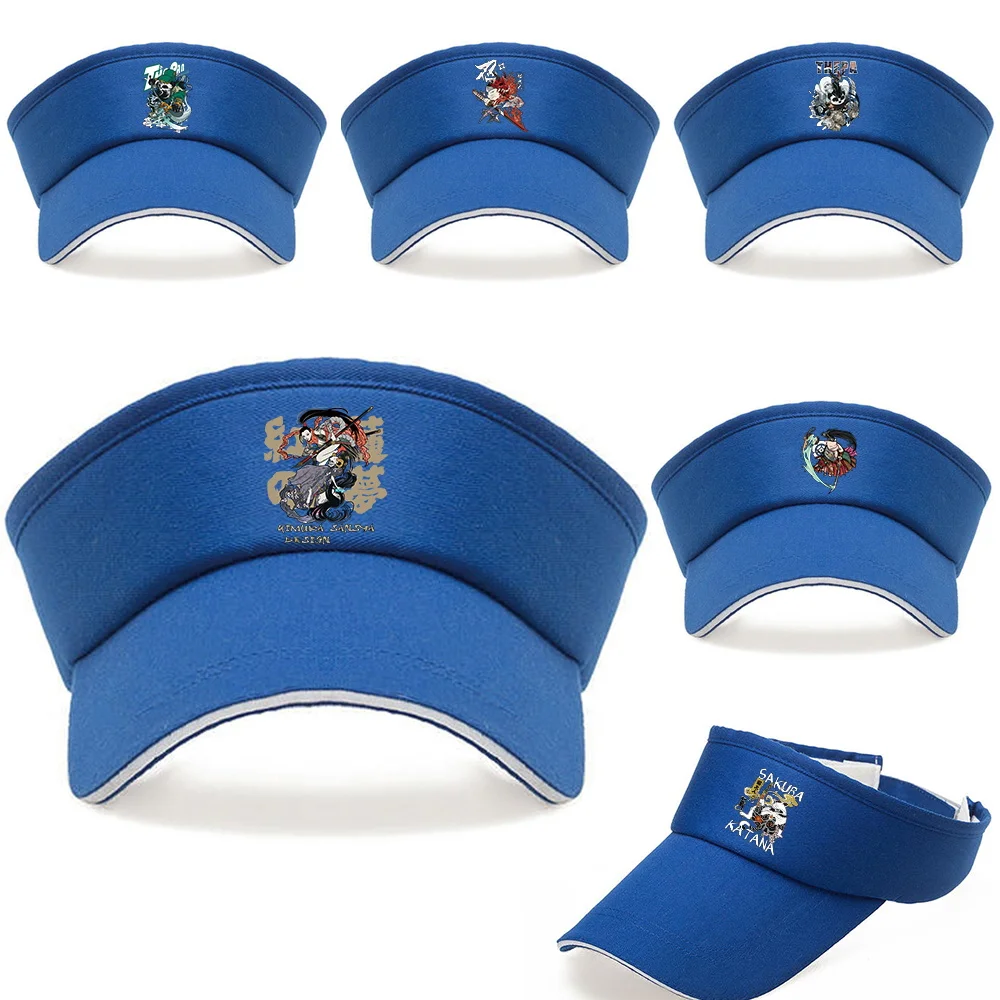 Unisex Breathable Golf Visor Hat Samurai Print Adjustable Empty Top Sun Cap for Tennis Running Beach Fashion Baseball Caps