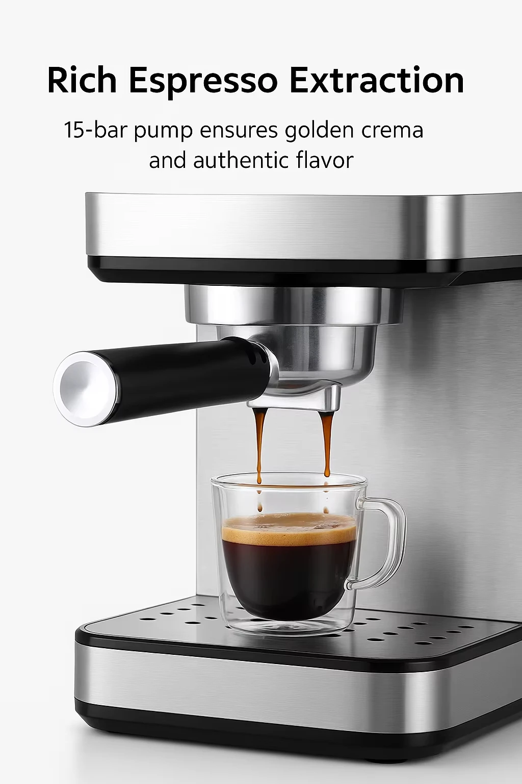CAFOVO E001 ماكينة اسبريسو 15 بار 9 برامج بلمسة واحدة مع خزان حليب قابل للفصل للمنزل ماكينة صنع القهوة الأوتوماتيكية 220 فولت 110 فولت #4