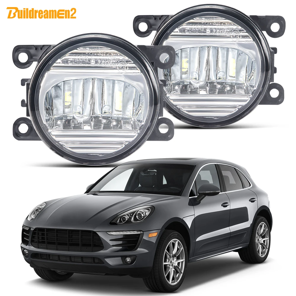 2 Pieces 30W 3000LM LED Fog Light Assembly DRL H11 Car Fog Daytime Running Lamp For Porsche Macan (95B) 2014 2015 2016 2017 2018