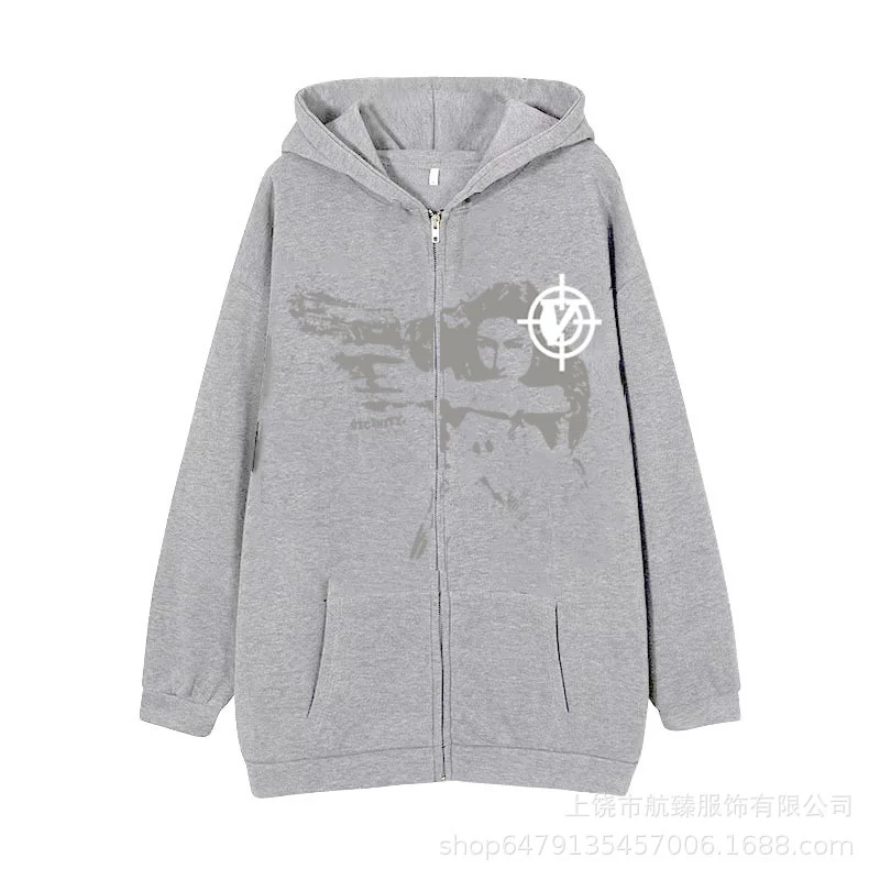 2024 Female Gunslinger Zipper Hot Selling American Cardigan Sweater Casual Trendy Hoodie