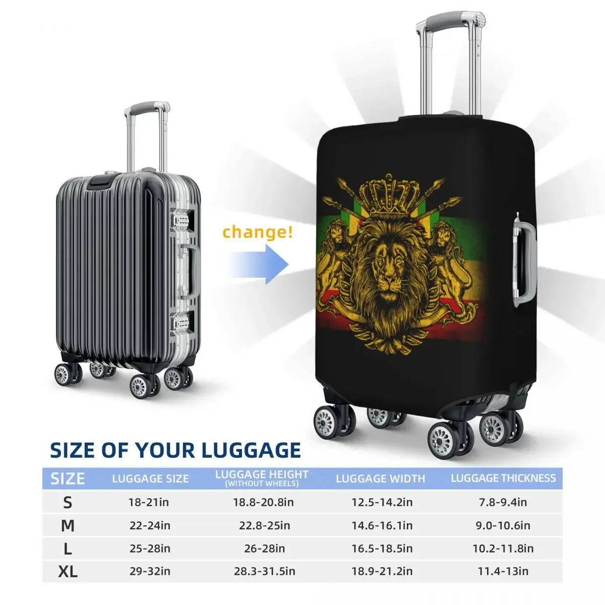 Custom Rastafarian Rasta Lion Luggage Cover Elastic Jamaica Flag Travel Suitcase Protective Covers Suit For 18-32 inch