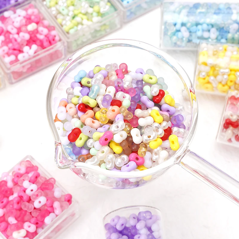 

95pcs/Lot Acrylic Mixed Color Peanut Shape Beads 4x6mm Loose Spacer Beads For Diy Bracelets Phone Chain Jewelry Making Materials