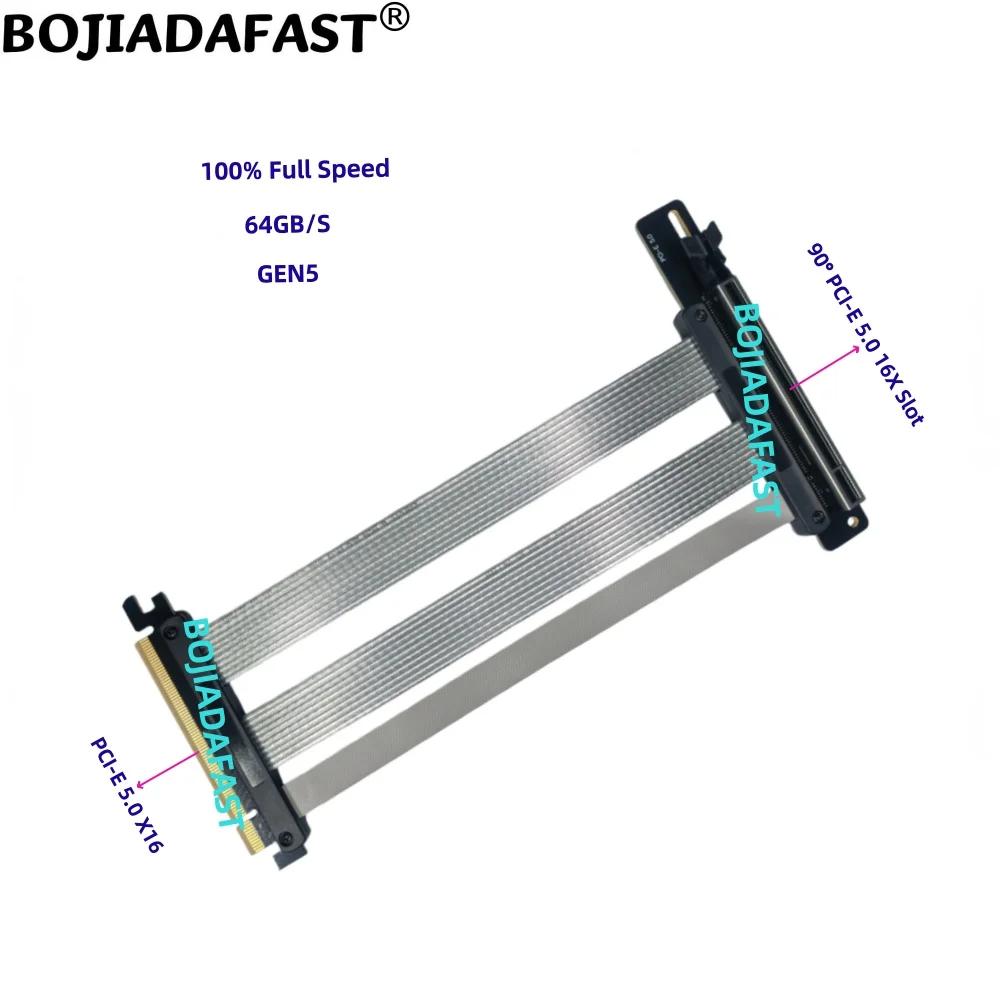 

90 Degree PCI-E 5.0 16X to X16 GEN5 Graphics Card GPU Riser Extension Cable 20CM 40CM 50CM 60CM Tested RTX5090 RTX5080 RX8900
