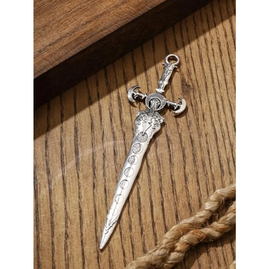 Épingle à cheveux épée Phase de lune, épingles de style Vintage plaquées argent, toboggan pour cheveux de sorcière, Festival de la Renaissance, accessoires pour cheveux pour femmes El