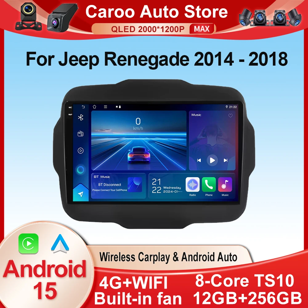 

For Jeep Renegade 2014 - 2018 Android Auto Carplay Car Radio Multimedia Video Player GPS Navigation WiFi Bluetooth Head Unit BT