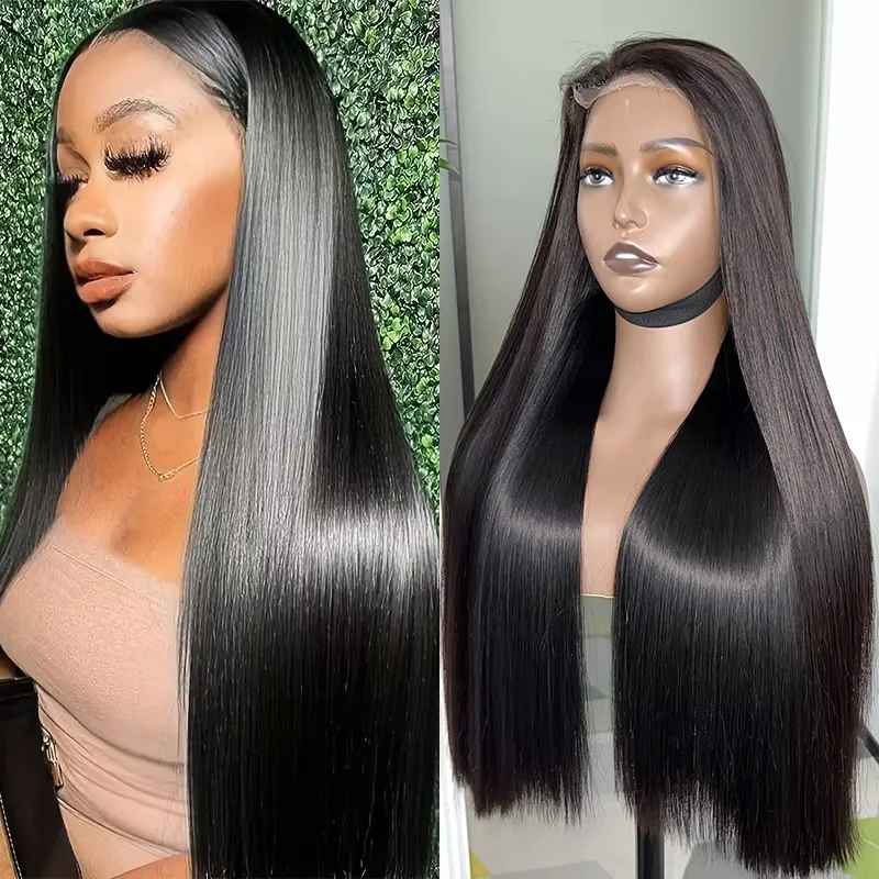 Vietnamese Super Double Drawn Human Hair Wig 13x4 Lace Front Wigs Vietnamese Raw Hair Wigs Bone Straight Full Thick End Wigs