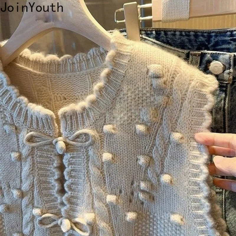 Fashion Vest Sweater for Women 2024 Ropa Mujer O-neck Short Sleeve Single Breasted Waistcoat Casual Knitted Tanks Jackets 27y028