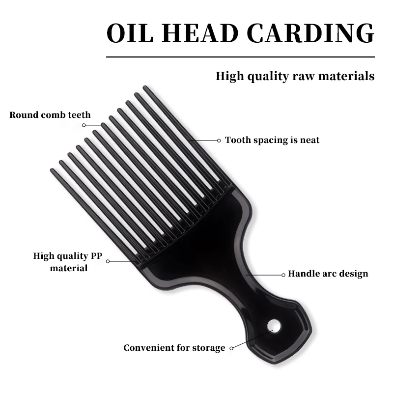 Black Wide Teeth Brush Pick Comb Fork Hairbrush Insert Hair Pick Comb Plastic Gear Comb For Curly Afro Hair Styling Tools