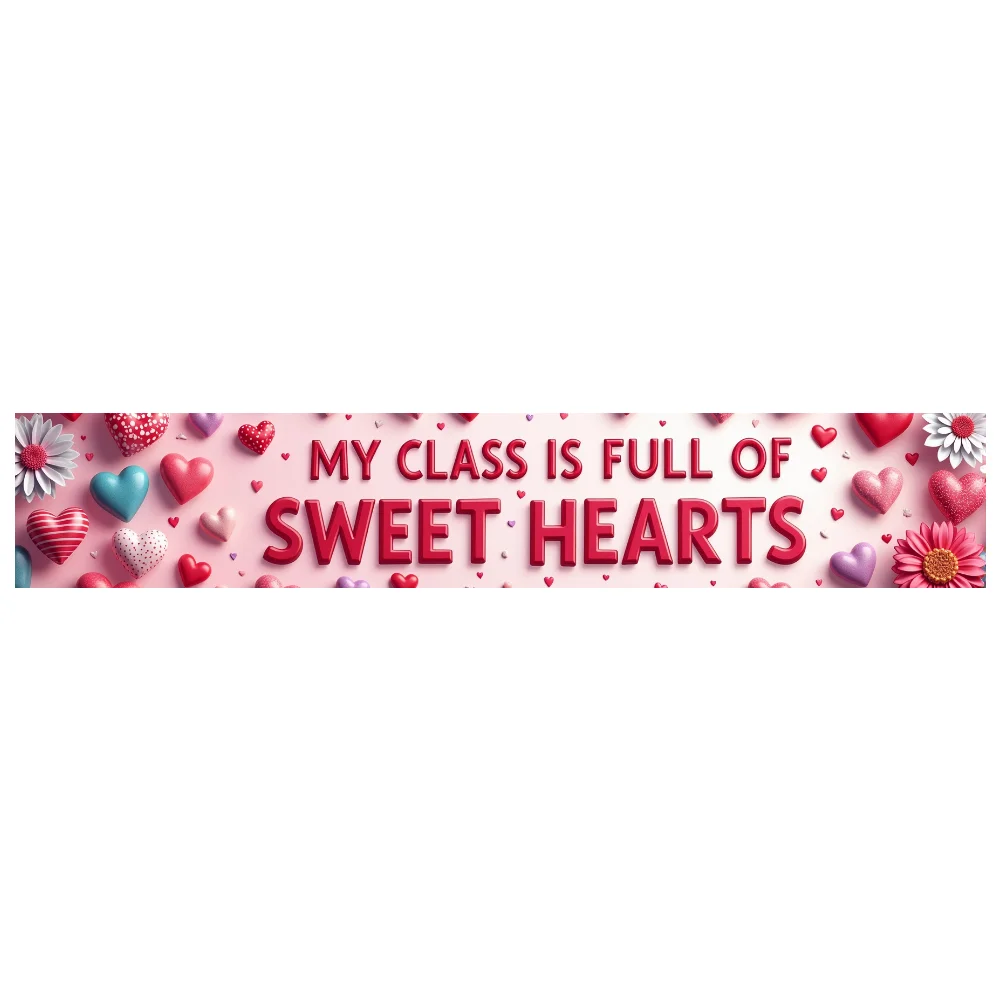 Classroom Sweet Hearts Backdrop Banner Floral Hearts Decoration Celebrations Display Valentines Party Teacher School Decoration