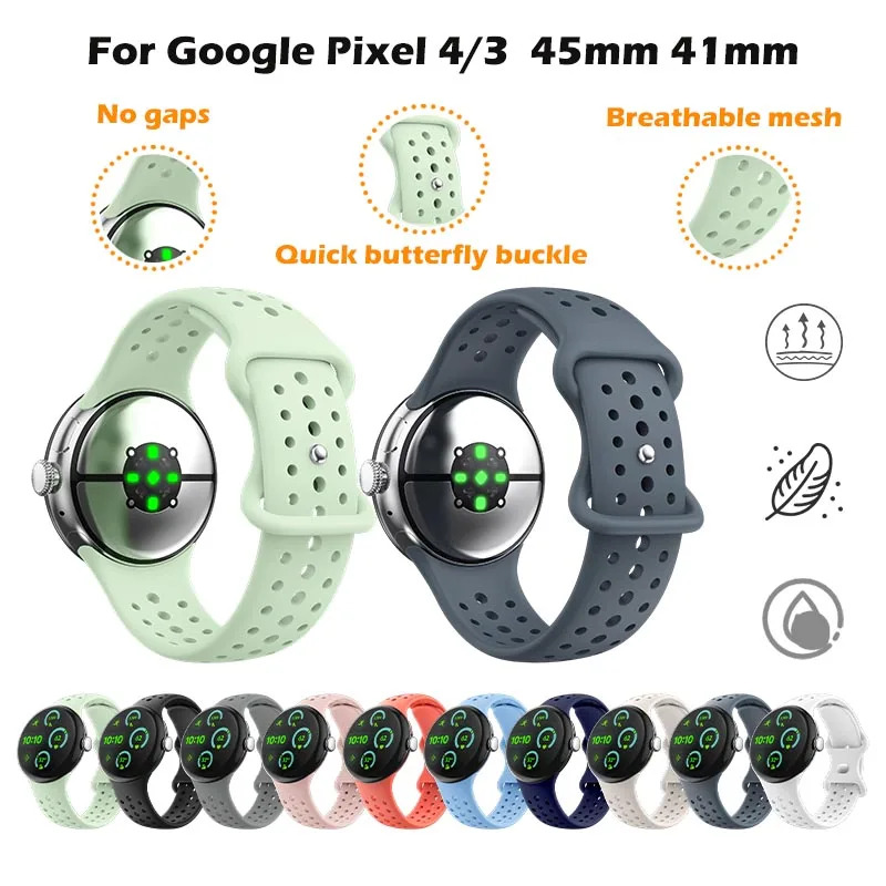 

For Google Pixel 4/3 45mm Watch Strap Soft Silicone Breathable Sports Comfortable Watchband Unisex for Google Pixel 4/3/2/1 41mm