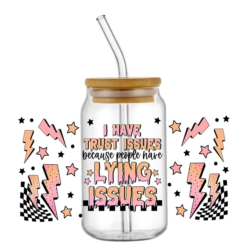 30+ Designs Fashion Cup Uv Dtf Transfer Wrap Sticker Diy 16 Oz Glass Cans Popular Heart Shape Element Design Waterproof Decals