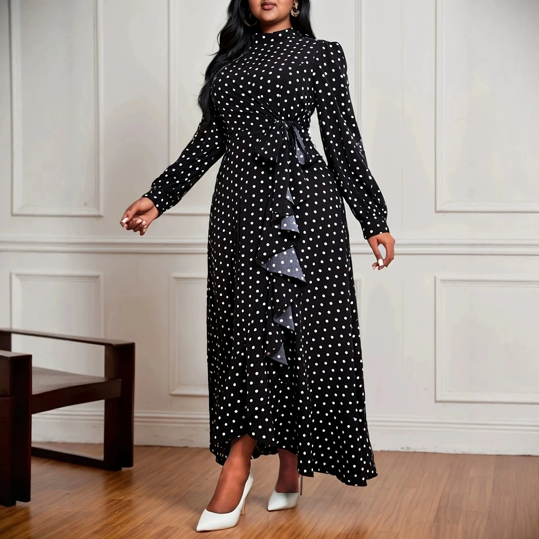 XL-4XL Plus Size Clothes Dresses Women Autumn Spring Robes Long Sleeve Street Style Casual 3XL Big Size Maxi Dress Oversized