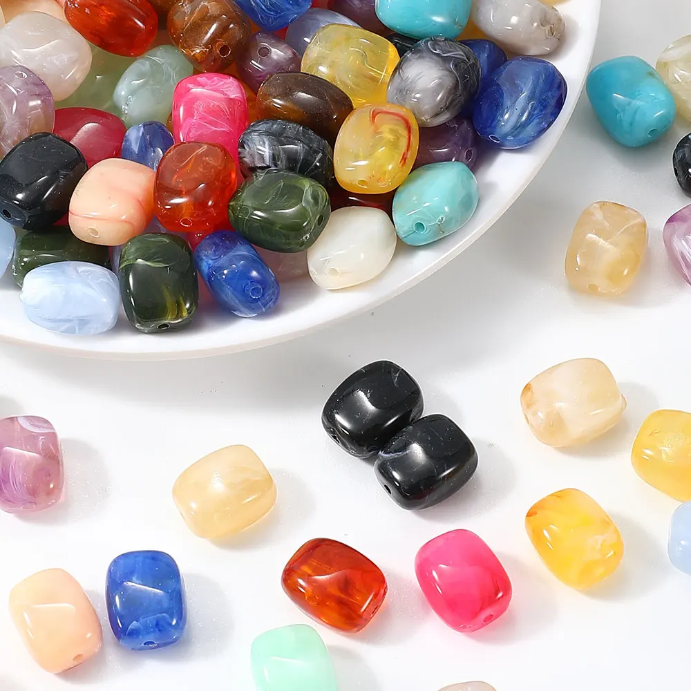 30 Stück 13x10mm bunte Acrylperlen mit Farbverlauf, gemischte glatte marmorierte lose Abstandsperlen für DIY-Armbänder, Halsketten und Schmuckzubehör – Detail 4