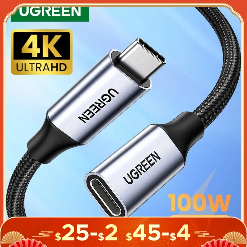 UGREEN-كابل تمديد USB C ، ذكر إلى أنثى ، نوع C ، Thunderbolt 3 ، متوافق مع Nintendo Switch MacBook