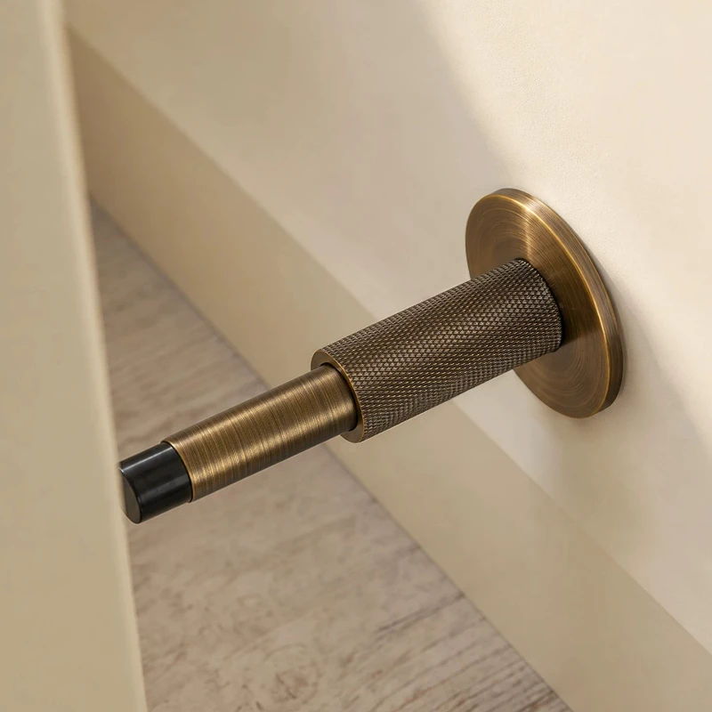 Brass Door Stop Adjustable Length Extended Door Stopper Bumper Hardware Indoor Wall Mount Door Protector Home Improvement