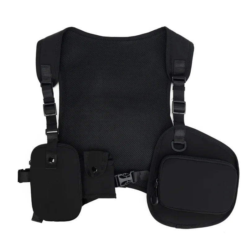 Unisex Professional Black Sports Vest Bag Breathable Mesh Pockets - Adjustable Shoulder Straps for Running Hiking&Gym Essentials