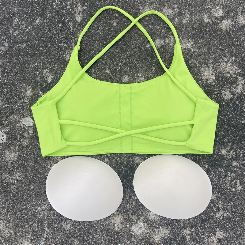 Sports Bra Women Cross Straps Gym Workout Crop Top Sexy Yoga Vest High Impact Fitness Bralette Push Up Running Padded Underwear