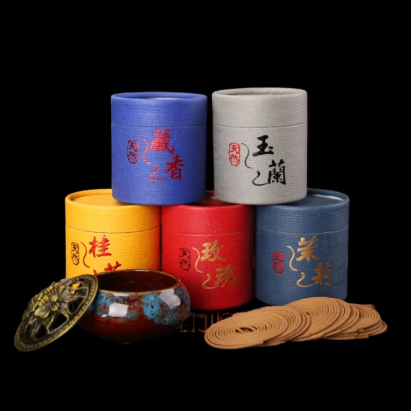 

Natural 48Rings Coil Incenses 4 Hours Repel Mosquitoes Lavender Sandalwood Home Scents for Yoga Mediatation Tibetan Incense