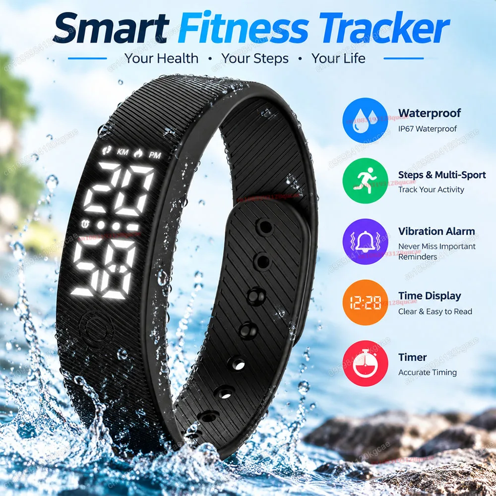 LED Digital Smart Bracelet Waterproof Smart Clock Smartband with Running Pedometer Smart Band Men Vibration Alarm Reminder H10