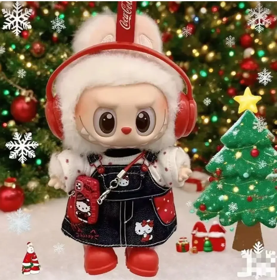 

2025 New for Labubu Clothes Trendy Hellokitty Strap skirt 17cm Doll Cross-dressing Game Vinyl Doll Accessories Girl Gift