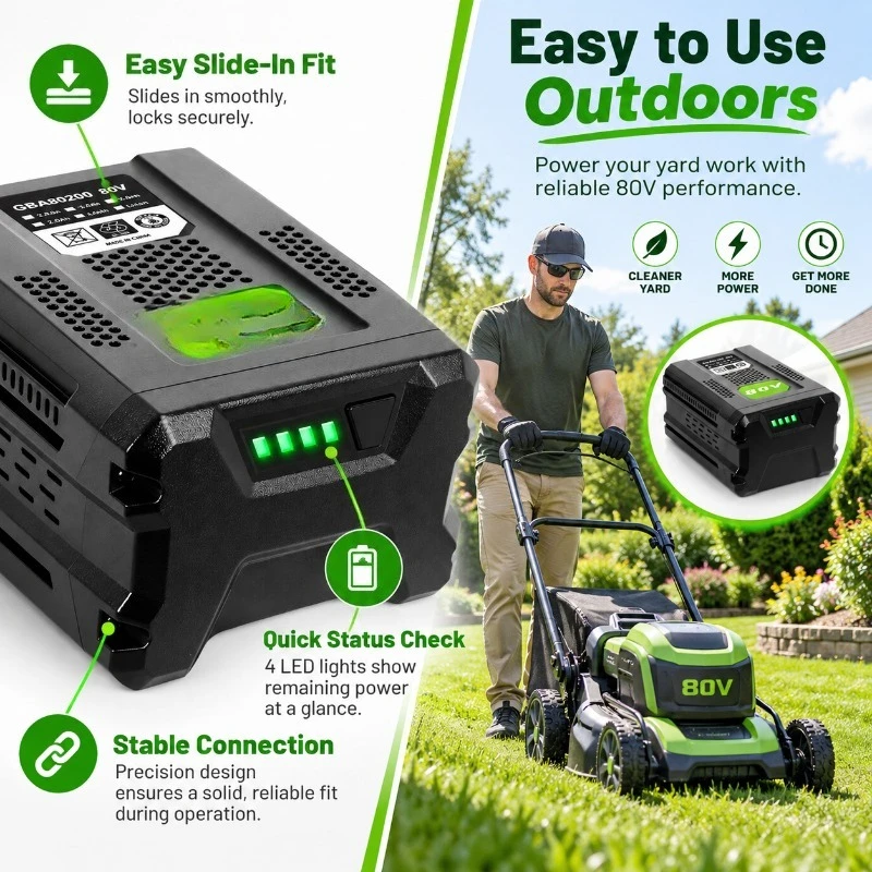 Replacement Battery 80V 8000mAh Li‑ion Battery Compatible GBA80300 GBA80200 GBA80250 Cordless Garden Power Tool