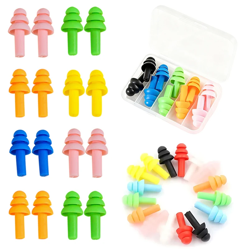 

Mixed Color Earplugs 5Pairs/Box Reusable Washable Silicone Ear Protectors for Sleeping Working Studying Home Office Supplies ZYF