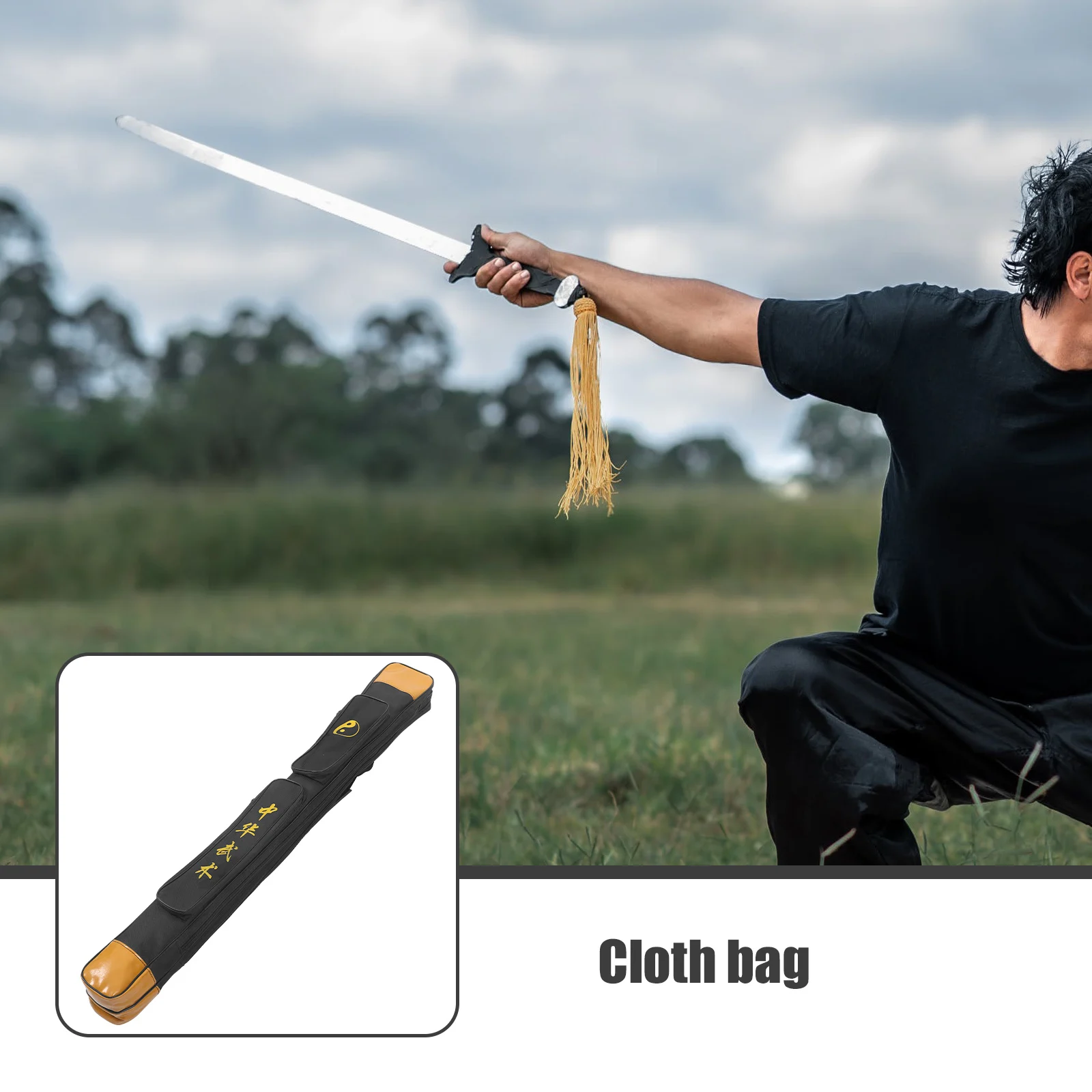 

Double Layer Sword Bag Multifunctional Cloth Carrying Case for Long Sword Storage Japanese Chinese Martial Arts Pouch Compact