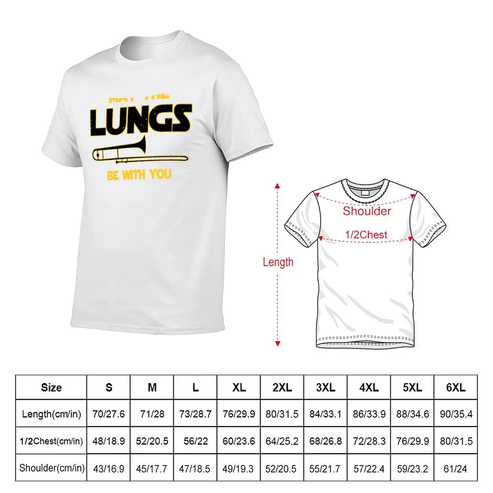 Trombone T shirt - May The Lungs Be With You T-Shirt Sweat Absorbing Sports Tee Shirt