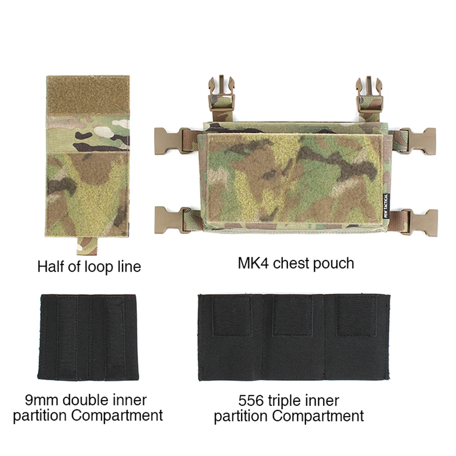 PEW Tactical Chest Pouch Set pannello frontale MK3 MK4 per Chest Rig /5.56 Mag Carrier PT-VT06