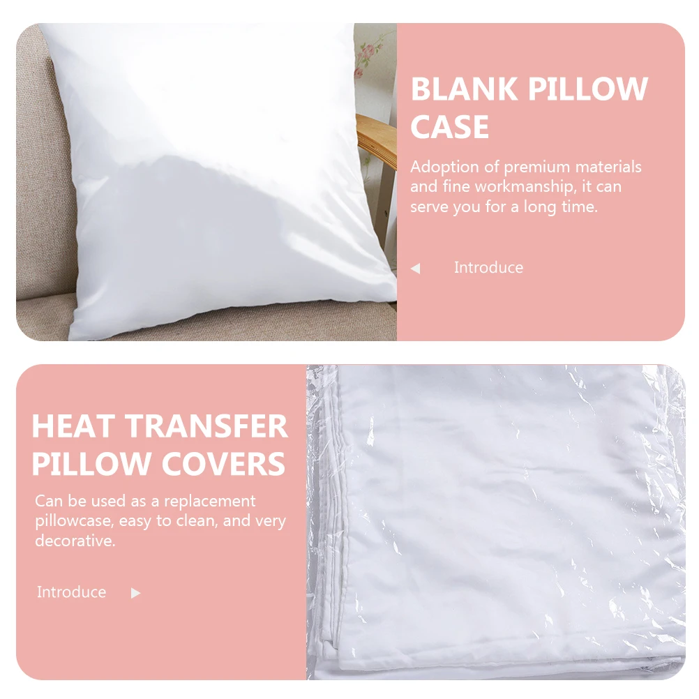 

4pcs White Blank Pillow Cases Sublimation Covers Double Sided Heat Transfer Sofa Protector Decorative Pillows Soft Cushion
