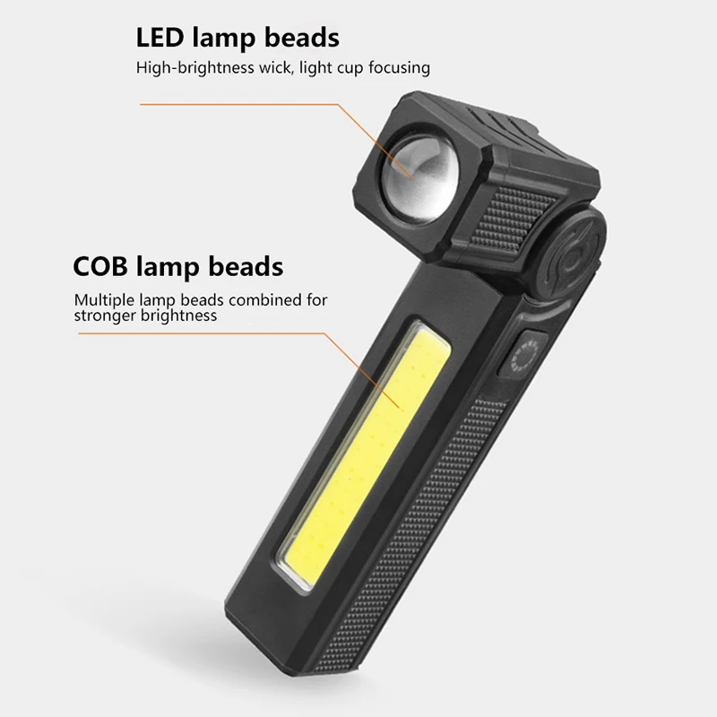 Head Can Rotate High Power LED Flashlight Powerful Type-C Rechargeable Flashlight Torch For Outdoor Camping Hiking New