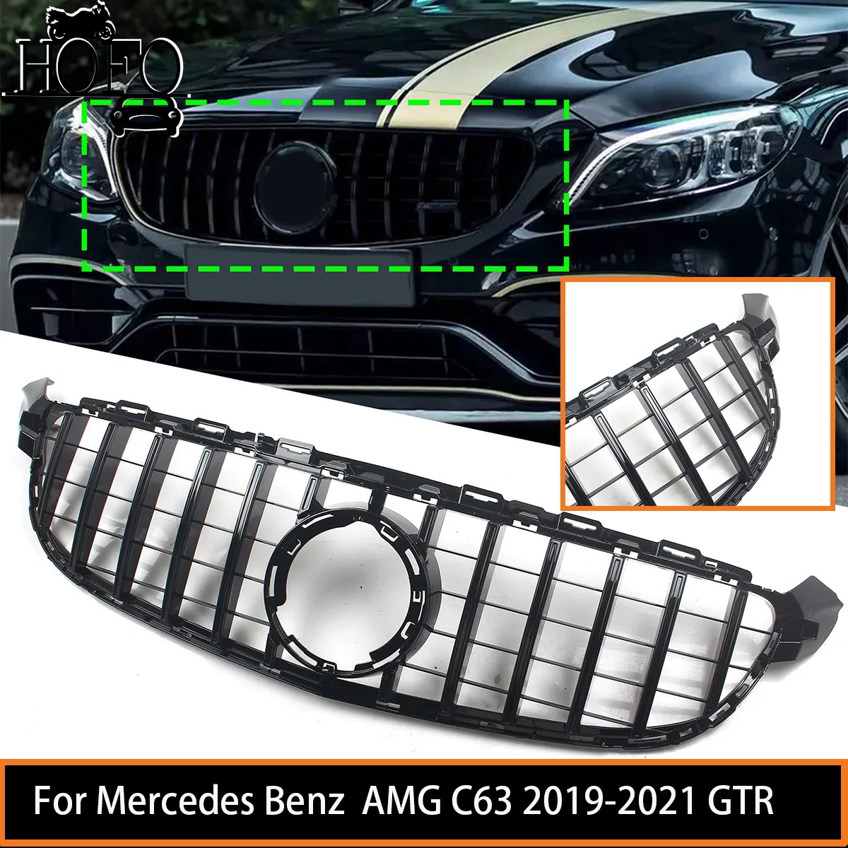 

GT-R Style Car Front Bumper Grille Grill Black/Silver For Mercedes Benz W205 C Class Saloon/ Sedan AMG C63 ONLY 2019-2021