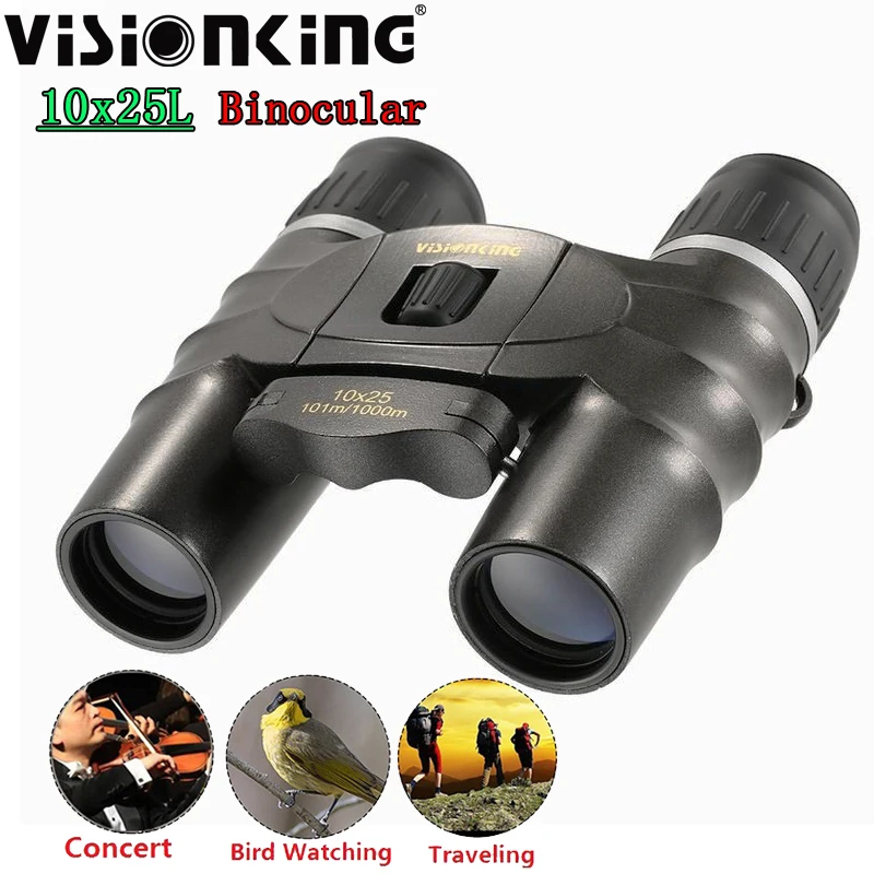 Visionking HD 10x25 Porro Binoculars FMC Bak4 Waterproof Powerful Extended Telescope Birdwatching Camping Tourism Optics Scope